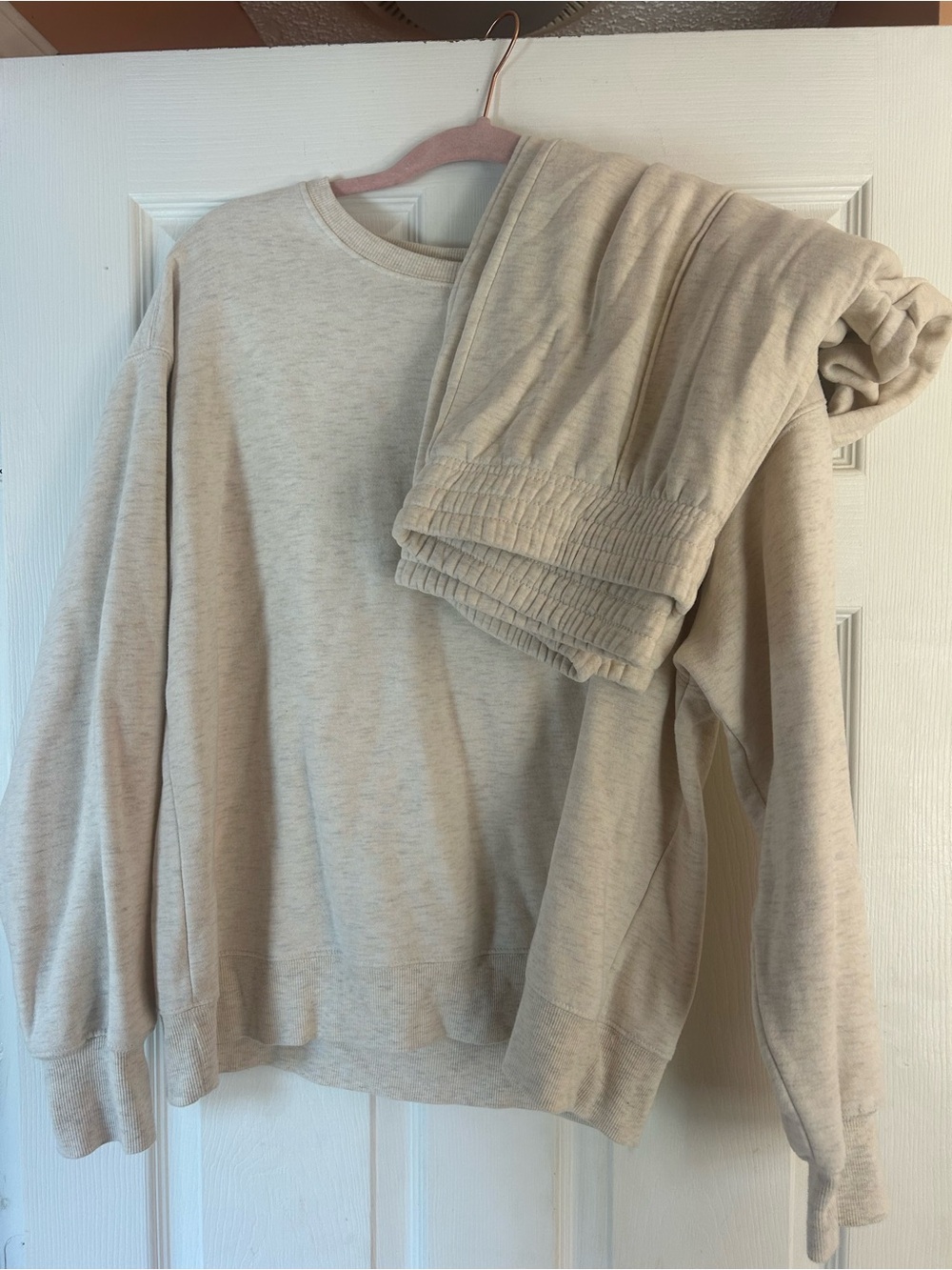 Cozy Crewneck Sweater Set in Cream